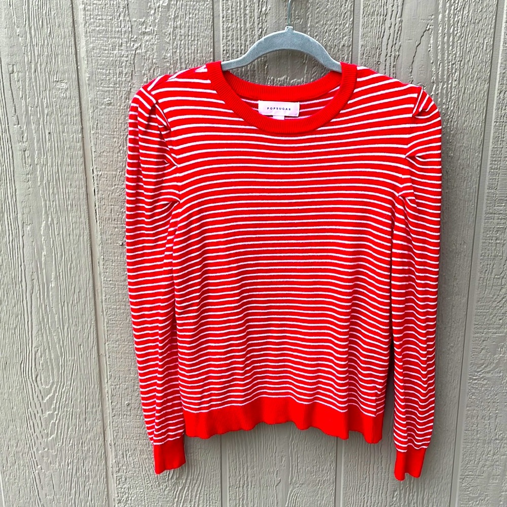 Popsugar Red & White Striped Sweater. Size L.